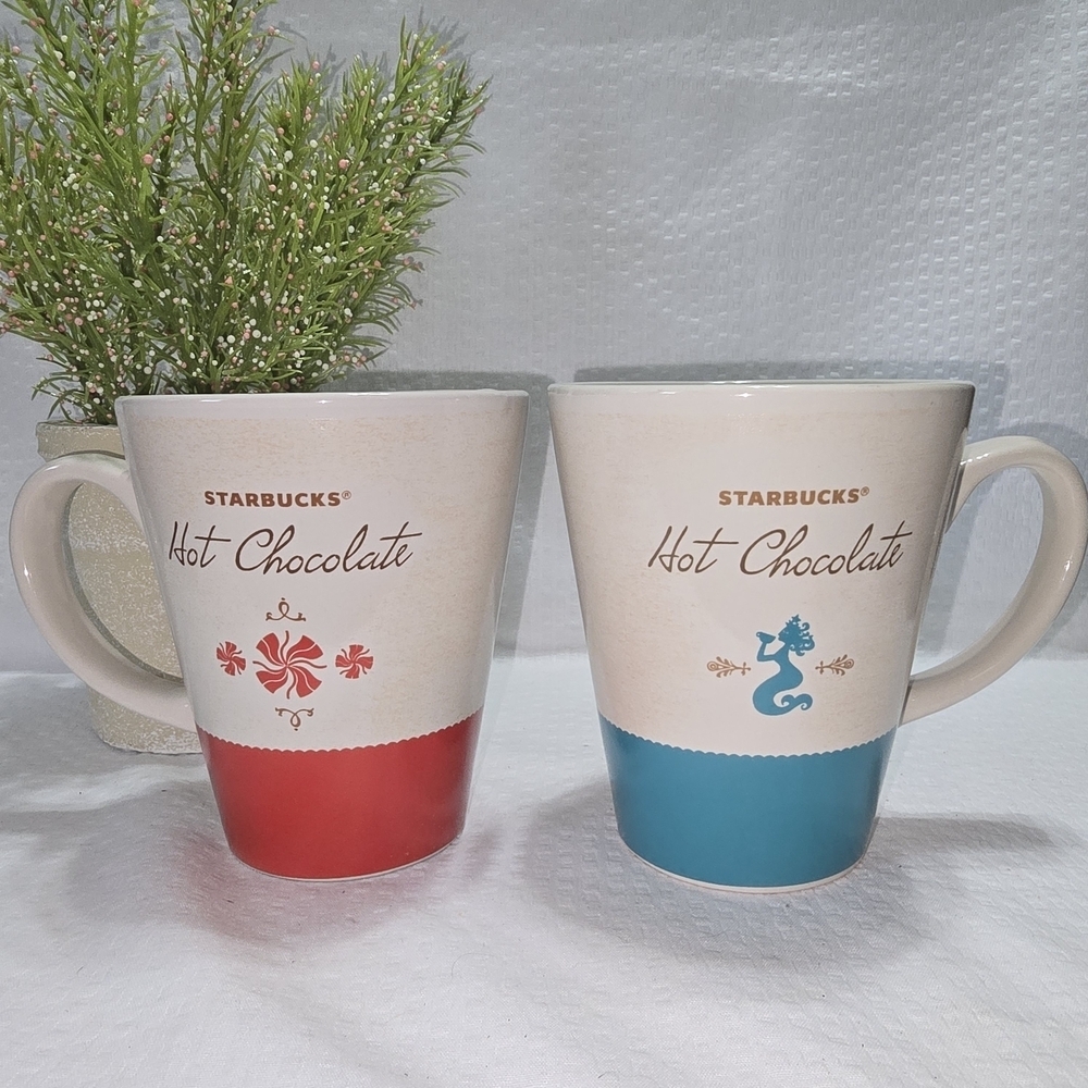 Starbucks Red and Blue Hot Chocolate Mugs
